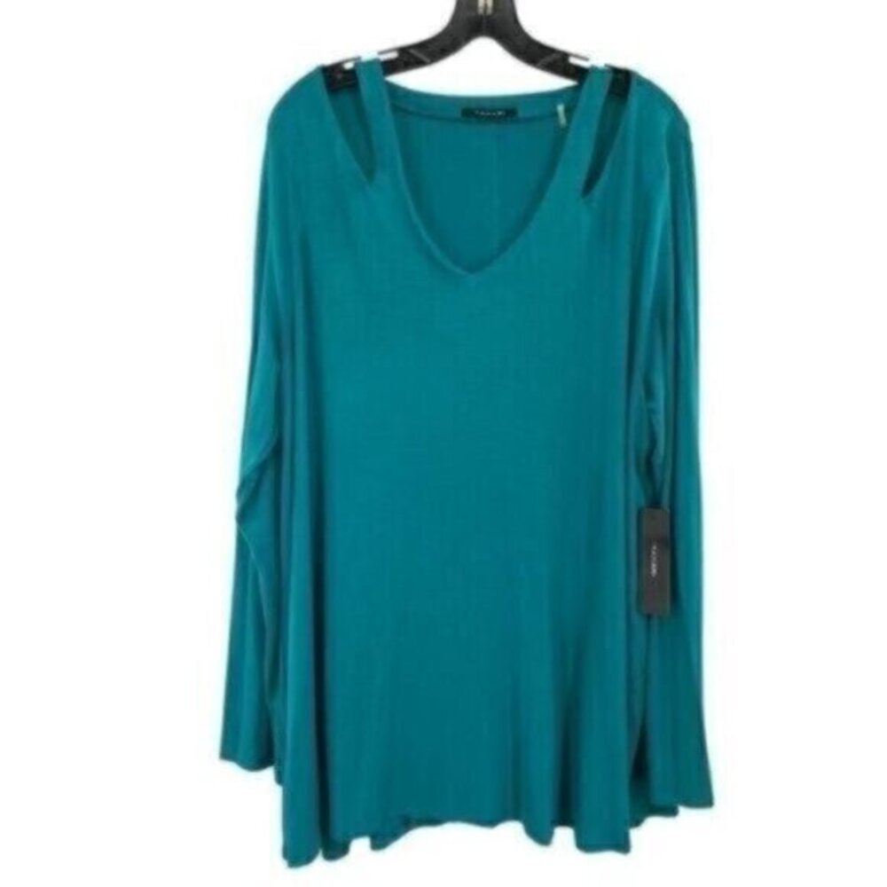 Tahari Louise Knit Long Sleeve Cold Shoulder Top New